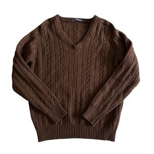 Vintage Brandy Melville Brown 100% Wool Cable Knit  Sweater Made in Italy